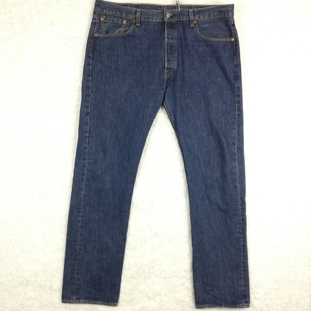 Levi's Mens Jeans 501 Straight‎ Leg Button Fly Blue Denim Medium Wash 38x34